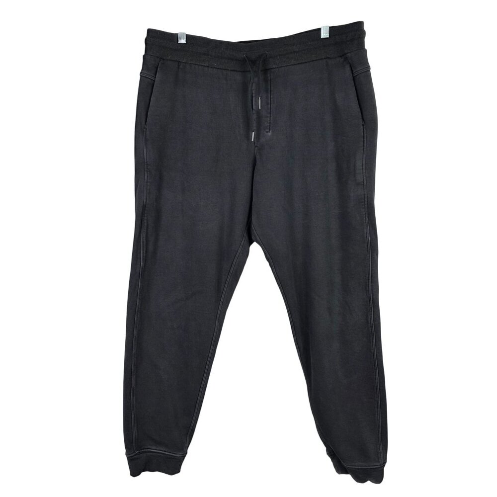 Mens Black Jogger Sweatpants Drawstring Elastic Waist Cotton Stretch Size XL